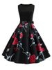Black White Polka Dot Summer Dress Women Sleeveless Vintage 50s 60s Party Office Dresses_ecoleips.com