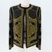 Women's Clothing Chunky Tweed Blazer Jacket With Metal Studs & Beading - Elegant Round Neck Coat For Women, Office & Evening Wear (Black, S/M/L)_ecoleips.com
