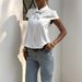 Y2K Inspired Button-Down Short Sleeve Shirt For Women - Elegant Casual Top With Classic Collar, Versatile Blouse For Daily Wear_ecoleips.com