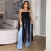 Women's Suede Long Dress Sexy Strapless Tassel Detail Cross Border Fashion for European And American Markets Solid Color_ecoleips.com