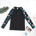 Aria Basics European American Plus-size Women's Long-sleeve Diving And Surfing Suit, Black Sun Protection Top, Adult Swimsuit, Beach_ecoleips.com