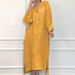 Women's Elegant Solid Color Long Dress Spring Autumn Simple Button Pocket Design Regular Fit_ecoleips.com