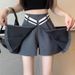 Women's High-Waisted A-Line Pleated Skirt Pants Irregular Design Casual Wide-Leg Hot Pants for Summer Sexy Suit Shorts_ecoleips.com