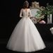 Champagne White Wedding Dress Mid Length Sleeves Slimming Lace New Style For Summer And Autumn_ecoleips.com