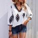 Women's Clothing Summer Short Sleeved Digital Printing V Neck T Shirt_ecoleips.com