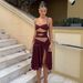 Slim Sexy Halter Strap Dress New Summer Hollow Out Slit Dress For Beach Vacation_ecoleips.com