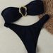Women's Clothing Solid Color Bikini Split Tube Top Sports Metal Accessories Swimsuit Hot Style_ecoleips.com