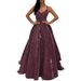 Women's Clothing Fashion Suspenders Suspenders Glitter Banquet Event Elegant Slim Long Dress Evening Dress_ecoleips.com