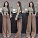 Women's Casual Striped Suit Long Sleeve Slimming Fashion Loose Wide Leg Trousers Spring Autumn Style Clothing_ecoleips.com