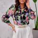 Women's Loose Fit Shirt Spring Autumn Elegant Printed Cardigan Long Sleeve Blouse_ecoleips.com