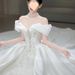 French-style Off-shoulder Satin Main Wedding Dress Brides, 2025 New Model, Princess-like Elegance And Luxury, Suitable_ecoleips.com
