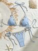 Women's Clothing Tie String Three Point Sexy Pure Swimsuit Bikini Split Swimsuit_ecoleips.com