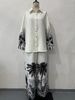 Women's Clothing Positioning Printing Long Sleeved Top Wide Leg Pants Fashionable Two Piece Suit_ecoleips.com
