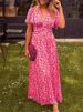 Summer Women's Floral Print Casual Dress Fashion V Neck Short Sleeve Elegant Office Female Beach Party Maxi Dresses Robe Femme_ecoleips.com