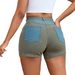 Women's Clothing Elastic Fashion Washed Stitching Hip Lifting Denim Shorts_ecoleips.com