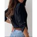 Women's Oversized Long Sleeve Shirt – Wrinkle-Resistant Polyester Blouse For Work & Casual (S-XL, Black/White/Blue)_ecoleips.com