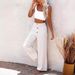 Women's Loose Wide Leg Pants Cotton Linen Solid Color Elastic Fit Casual Long Trousers Spring Summer New Arrivals_ecoleips.com