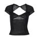 Summer Women's Short Sleeve T-Shirt Sexy Backless V-Neck Slim Fit Solid Color Top for Wholesale 2025 New Cross Border_ecoleips.com