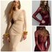 Elegant Solid Color Patchwork Pleated Dress Stylish round Neck Long Sleeve Slim Fit Bodycon Skirt Slightly Sheer New Autumn 2024 Style for Women_ecoleips.com