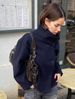 "Edgy Cropped Pea Coat For Women - Stand Collar & Button Detail, Streetwear Chic In Dark Tones (Black, Coffee, Khaki, Grey, Navy)"_ecoleips.com