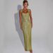 Elegant Sexy Double Shoulder Strap Sequined Mesh Dress Bodycon Evening Gown with Waist Cinching Pullover for Women_ecoleips.com