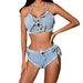 Aria Basics European And American Sexy Hot Girl Denim Shorts Dopamine Bandeau Two-piece Swimsuit Set For Women Bikini Beach Vacation_ecoleips.com