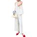 Suitable For All Seasons Wenjiu Light Embroidered Lace Edge Linen Cotton Flared Wide-Leg For Women Comfortable Elegant Hollow Out_ecoleips.com
