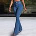 Women's Stretch Flared Jeans – High-Waisted Slimming Patchwork Denim Pants For Spring & Fall_ecoleips.com