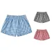 HEZIOWYUN Women's Kawaii Plaid Shorts Loose Fitting Elastic Wide Waist Shirred Ruffled Trim Wide Leg Loungewear Briefs Bottoms_ecoleips.com