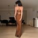 Spring New Arrival Women's Strapless Long Dress Backless Tie Waist European American Style Sexy Dress for Women_ecoleips.com