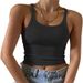 Women's Ribbed Knit Cami Tank Top Scoop Neck Soft Stretch Fabric Summer Crop plus Size Clothes_ecoleips.com
