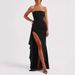 Women's Fashion Black Mini Sexy Strapless Slit Evening Dress_ecoleips.com