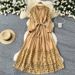 Vintage Lace Dress A-Line Knee-Length Bow Tie Waist Long Sleeves Polyester Blend Women's Clothing/Dress One Size 9 Colors_ecoleips.com