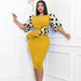 European And American Cross-border Women's Clothing, Patchwork Polka Dot Print, Puff Sleeve Pencil OL Style, Plus_ecoleips.com