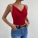Spice Girl Wind Red Suspender Vest Women's Summer Slim Skinny Pleated Waist Short Off-Shoulder Top_ecoleips.com
