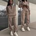 Women's Thickened Hoodie & Jogger Set - Casual Long-Sleeve Lounge Wear, Versatile Two-Piece Outfit For Spring & Fall_ecoleips.com