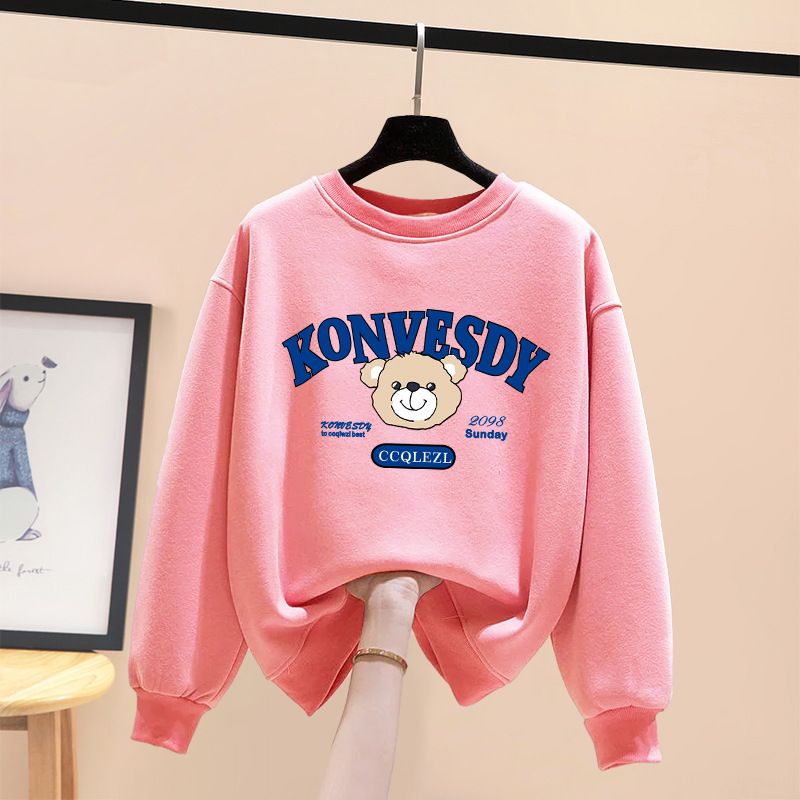Women's Unique Design round Neck Sweatshirt Loose Fit Casual Stylish Fleece Lined Thickened Top for Spring Autumn Winter_ecoleips.com