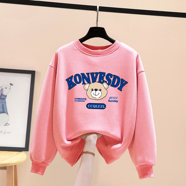Women's Unique Design round Neck Sweatshirt Loose Fit Casual Stylish Fleece Lined Thickened Top for Spring Autumn Winter_ecoleips.com