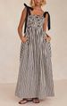 Women's Clothing Spring And Summer Striped Elastic Sexy Large Swing Pocket Suspender Dress_ecoleips.com