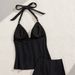 Women's Clothing Fashion Solid Color Slim Swimsuit Halter Neck Strap Design Sexy Split Women's Swimsuit_ecoleips.com