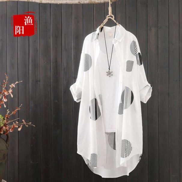 Women's Fashionable Long-Sleeved Shirt With Artistic Letter Printing, Loose Fit, Thin Cardigan, Beachy Urban Style_ecoleips.com