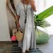 Women's Casual Short Sleeve Dress Asymmetrical Neck Cotton Linen Solid Color_ecoleips.com