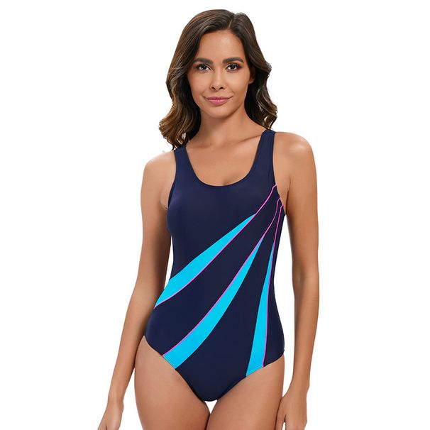 Women's Clothing Color Matching Sports One Piece Swimsuit Sexy Backless Triangle Swimsuit_ecoleips.com