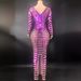 Women's Sparkling Purple Sequined Dress Long Gown With Long Sleeves For Cocktail Evening Wear_ecoleips.com