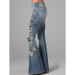 Women's 3D Digital Print Slimming Flared Jeans Fashionable Autumn/Winter New European American Style Independent Website_ecoleips.com