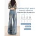 2025 Spring/Summer New Light Blue Wide-Leg Jeans For Women, Unique Design, High Waist, Slimming, Versatile, Floor-Length_ecoleips.com