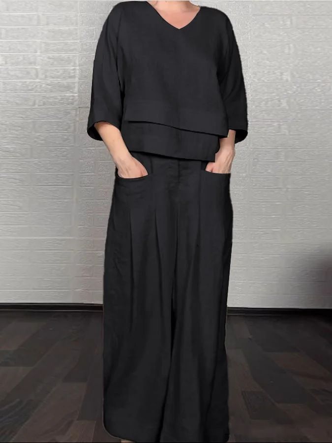 Women's Clothing Hot Products Women's Fashion Casual Solid Color Large Size Irregular Cotton And Linen Suits For Women_ecoleips.com