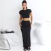 Women's Spring Summer Casual Set Style Short Cropped T-Shirt High Waisted Pencil Skirt Plus Size_ecoleips.com