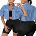 Women's Clothing Denim Jacket Summer Thin Style Designer Loose Short Shirt_ecoleips.com