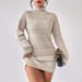 Slim-Fit Ribbed Knit Dress – Versatile Mock Neck Long Sleeve Bodycon Dress For Women (Black/White/Wine, S-XL)_ecoleips.com